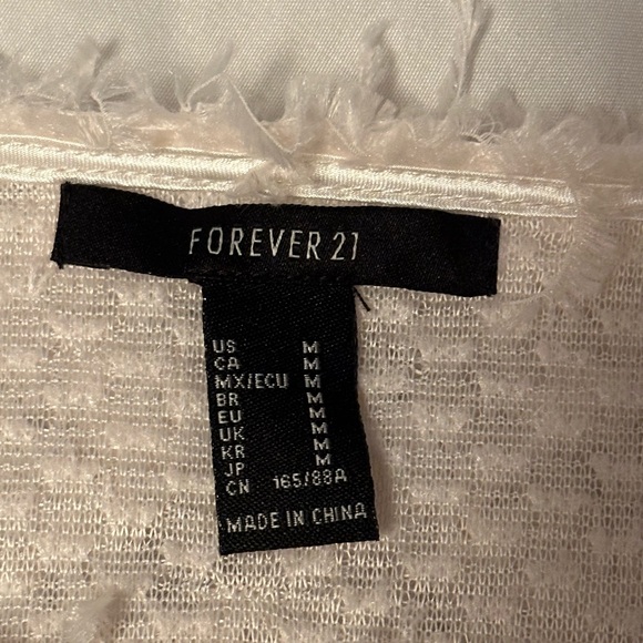 White Faux Feather Crop Long Sleeve - Woman Size M - Picture 4 of 5